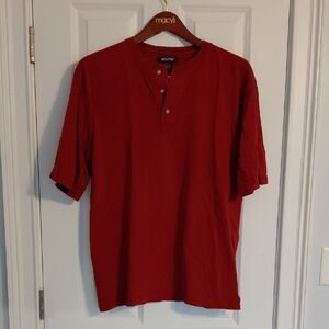 Puritan Men's Red Henley Shirt, Size L